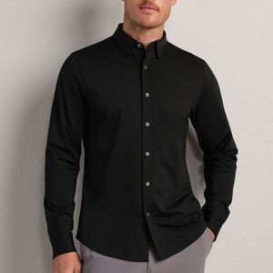 Rhone Commuter Classic Fit Sport Button Down Long Sleeve Shirt black XXL golf